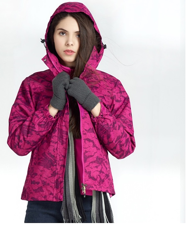 Women's winter jacket pink outdoor 3-in-1 camouflage Jacket