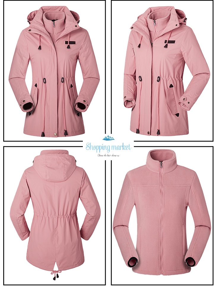 Women's 3 in 1 winter coat with removable hood and fleece linning