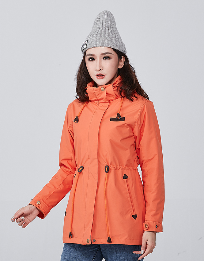 Women's 3 in 1 Orange Women's winter coat 3 in 1 with removable hood and fleece linning