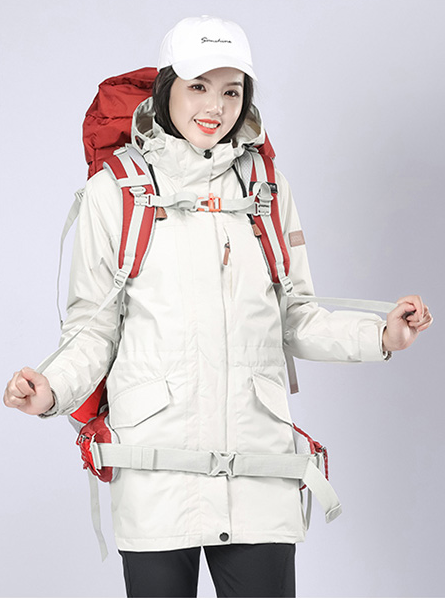 Women's 3 in 1  White mid length winter jacket 