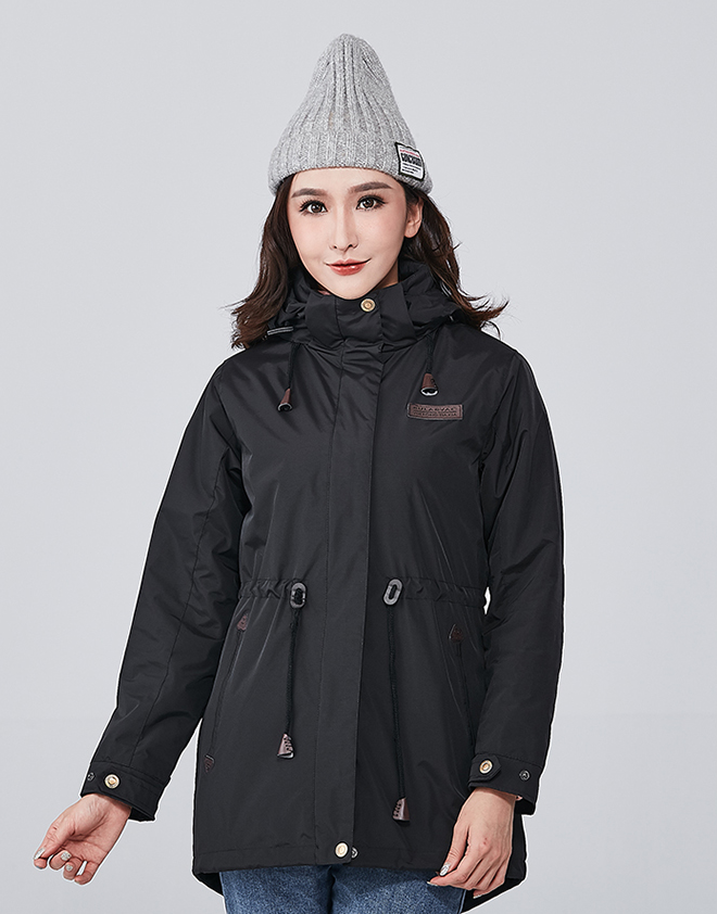 Women's 3 in 1 in Classic Black Women's winter coat with removable hood and fleece linning