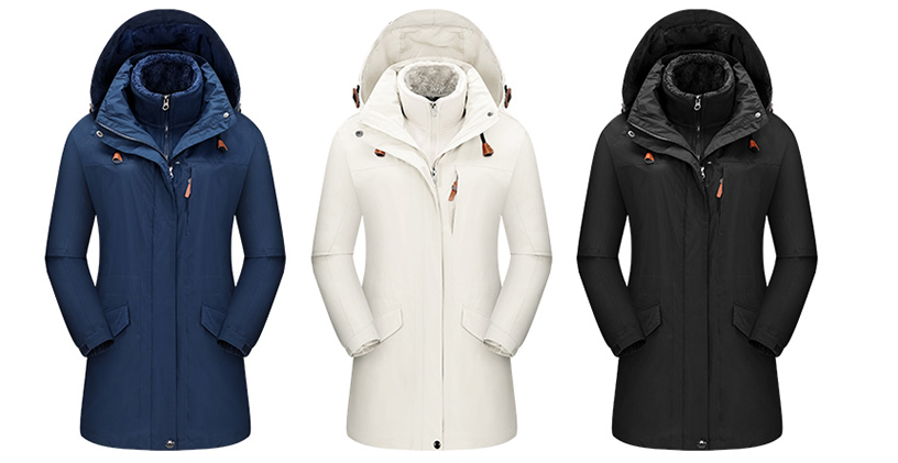 Women's 3 in 1 winter mid-length 3 in 1 winter jacket in Red | Blue | White | Black