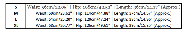 Women's pant shorts fitting chart comparison