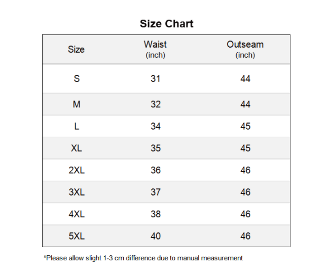 Women's Overalls sizing chart to ensure proper fit