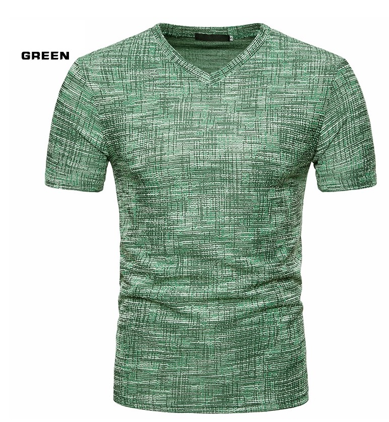 Men's V-Neck T-Shirt Green Weave patter 