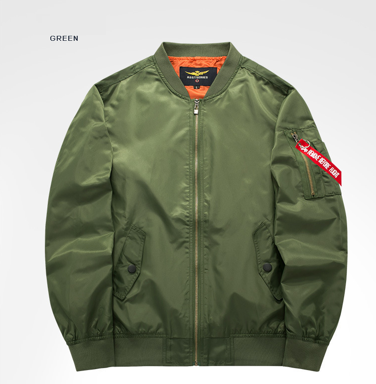 Men's bomber Jacket Green Men's Sports and Leisure Stand-collar Air Force MA01 coat