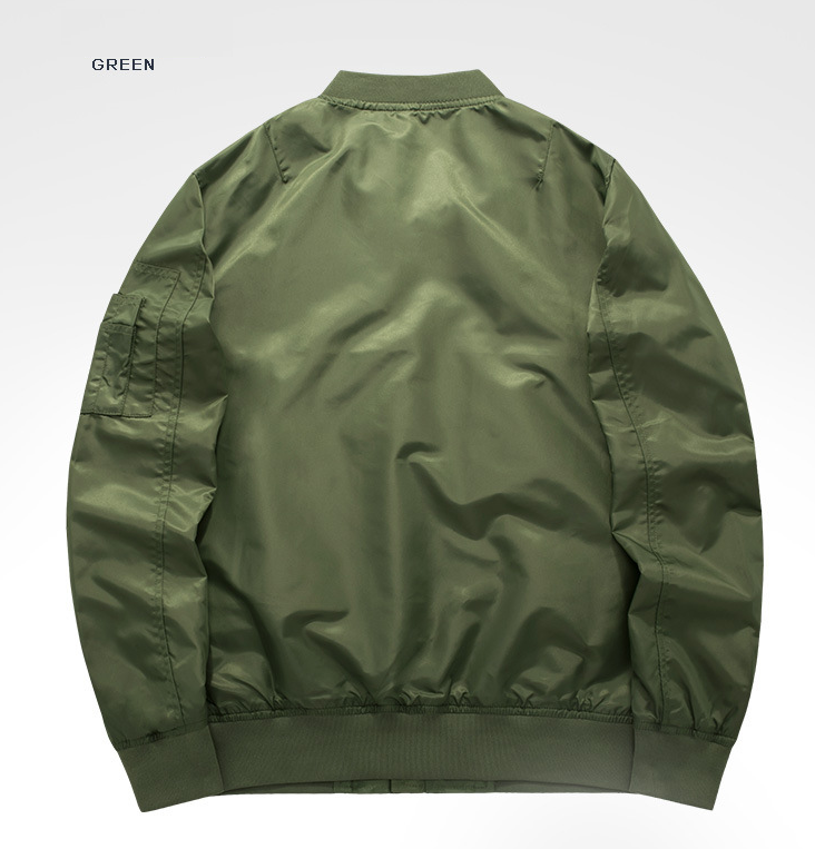 Men's bomber Jacket Army Green Men's Sports and Leisure Stand Collar Jacket Air Force MA01 Pilot