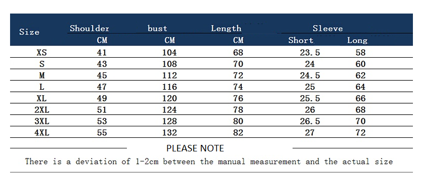 Men’s tie dye shirt size comparison chart