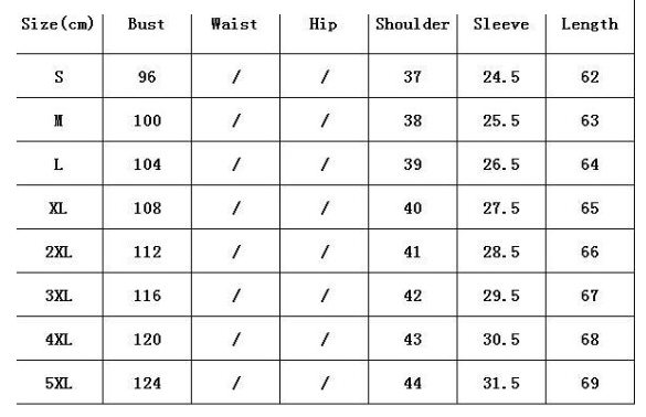 Women’s blouse Sizing Chart for women's blouse shirts