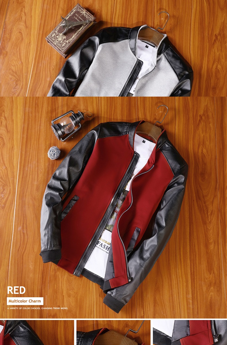 Men's youth varsity jacket Red faux leather sleeves men's youth jacket 