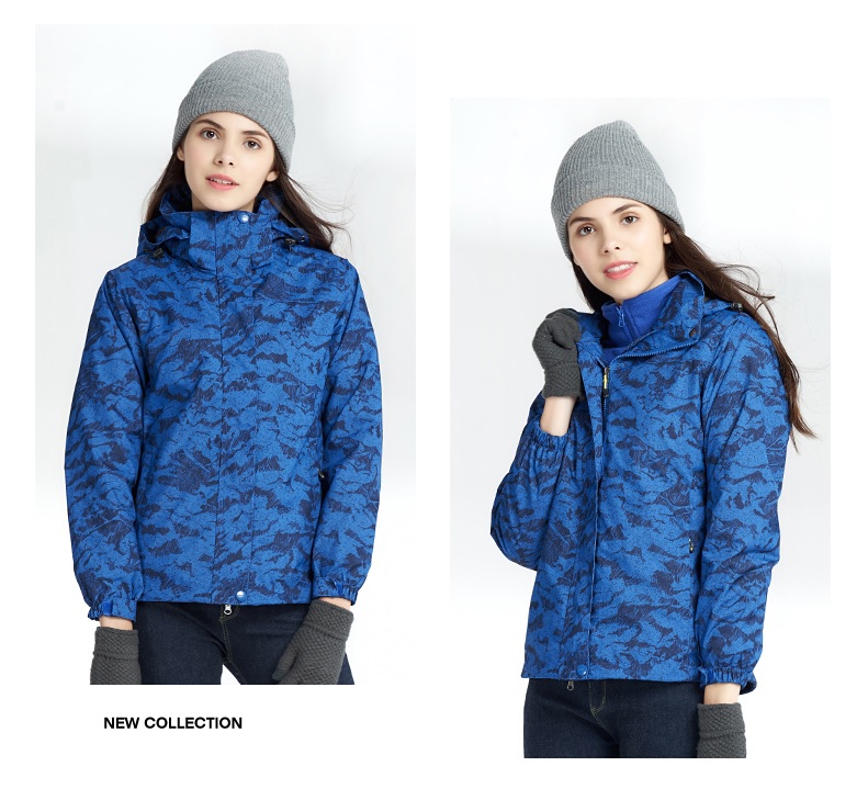 Women's winter jacket is Comfortable  and fashionable in Blue camoflauge