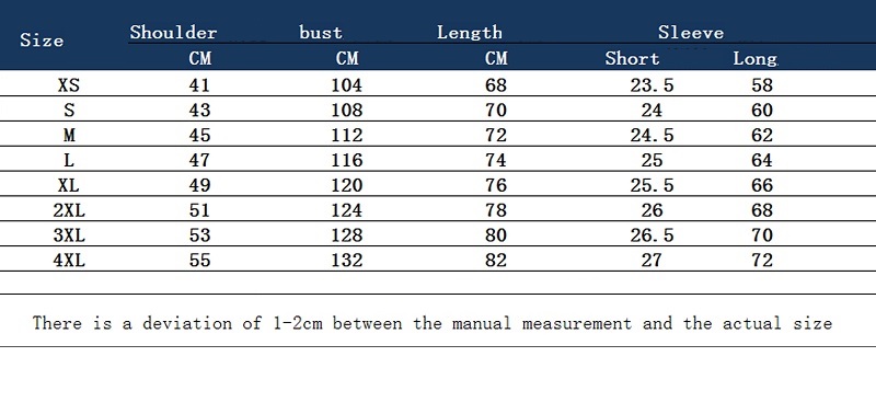 Men's vintage button down shirt Sizing Chart