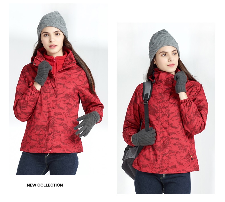 Women's winter jacket Red 3-in-1 winter coat