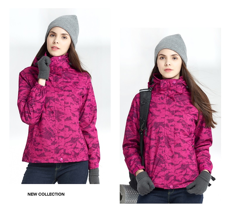 Women's winter jacket is all new pink outdoor 3-in-1 Jacket