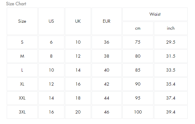 Women daisy pants size chart