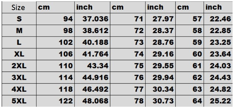 Women's long-sleeved T-shirt  Sizing Chart