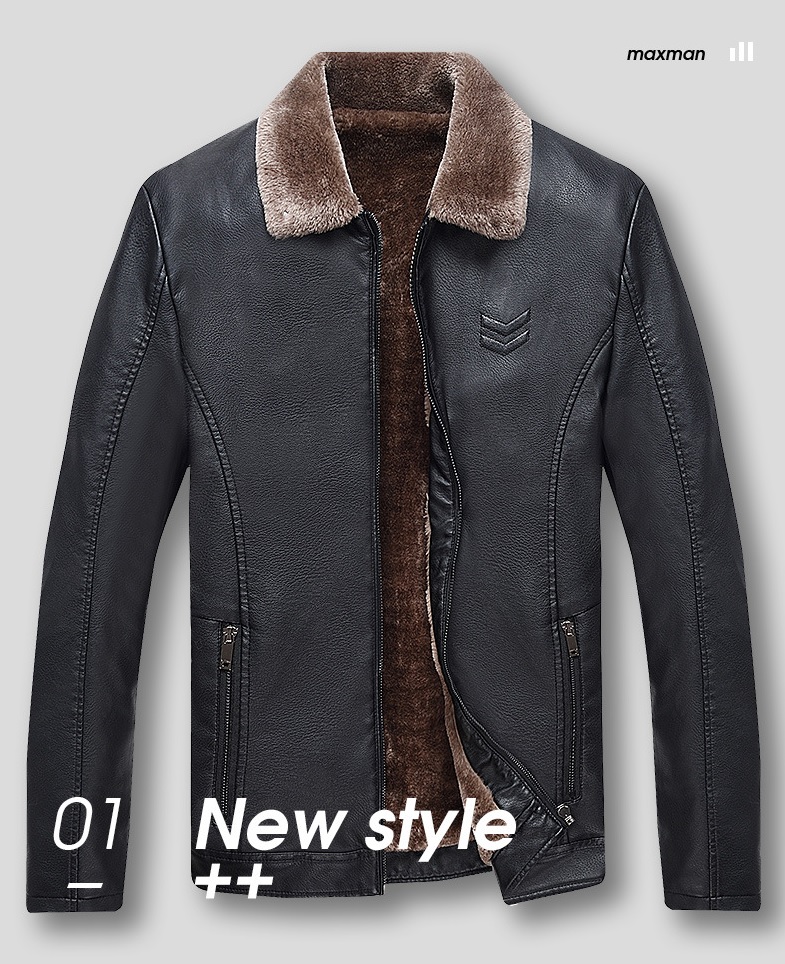 Men's leather jacket Winter coat