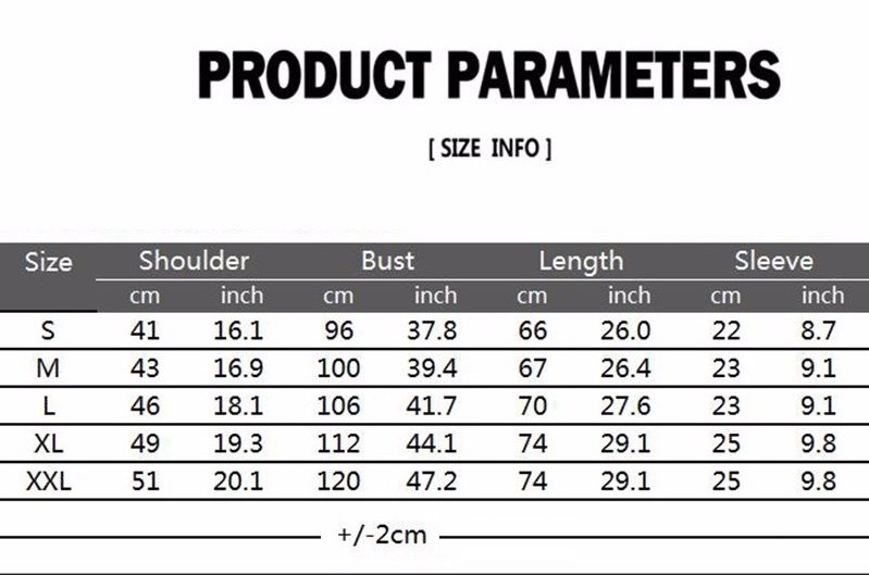 Men's Henley T-Shirt sizing chart