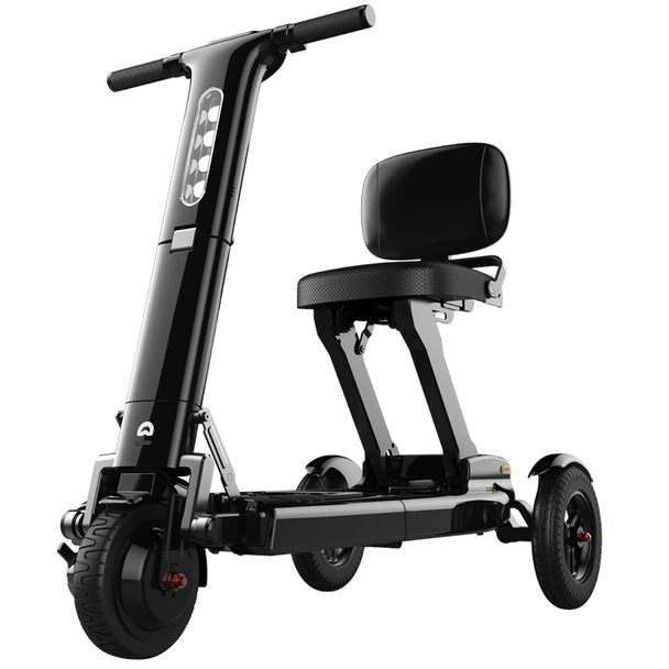 Mobility Scooter Compact Foldable Tri-wheel Lightweight Electric Moving Vehicle Walking Aid Scooter - Black / Red