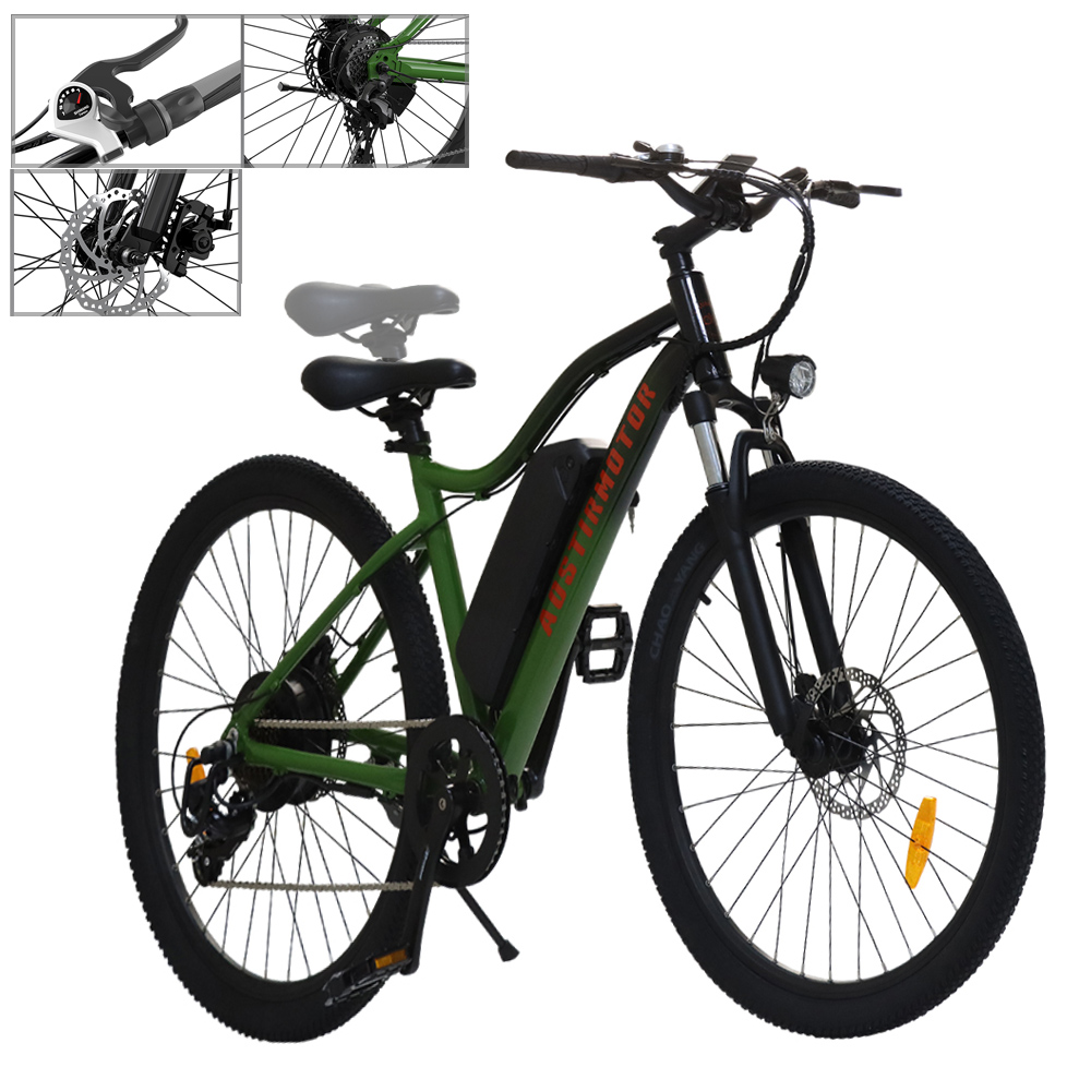 Electric Bike E-Bike 26"350W Electric Motor Bicycle 19.8MPH 50-60Miles 36V 10.4Ah 7 Speed Gear