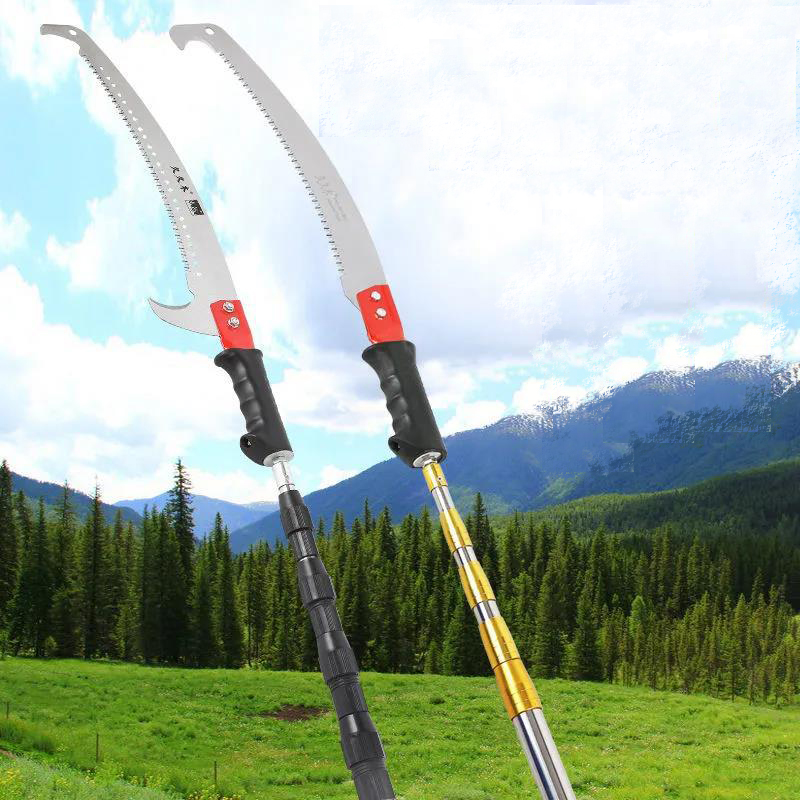 Multifunctional stainless steel telescopic rod high branch saw garden fruit tree saw branch extension rod high-altitude saw